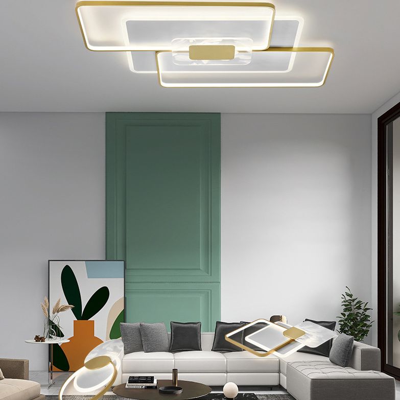 Apparecchio a soffitto sovrapposto Illuminazione semplice da incasso a LED in acrilico dorato per soggiorno