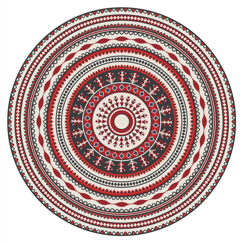 Brown Shabby Chic Rug Polyester Tribal Pattern Carpet Non-Slip Area Rug for Home Decor