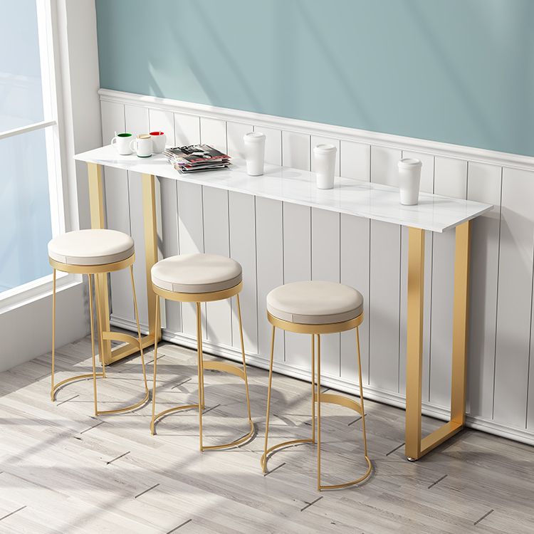1/4/7 Pieces Glam Iron Bistro Set Rectangle Bar Table Set with White Faux Marble Top