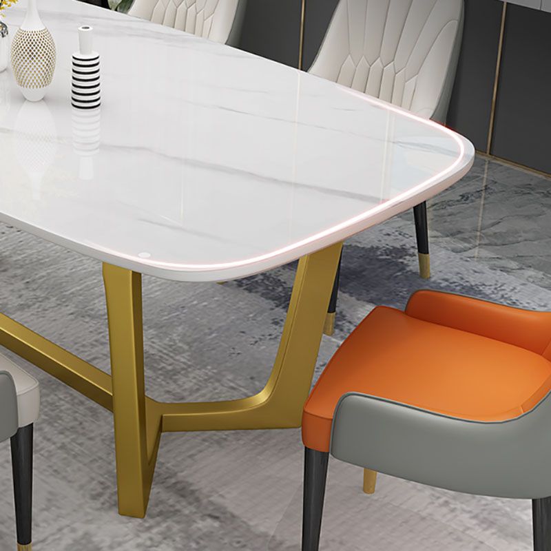 Sintered Stone Table for Restaurant Luxury Rectangle Dining Table with Trestle Base
