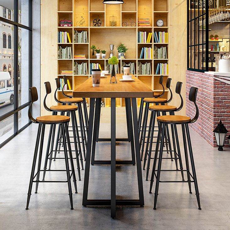 Industrial 1/9 Pieces Bar Table Set Rectangle Pine Wood Counter Table with High Stools