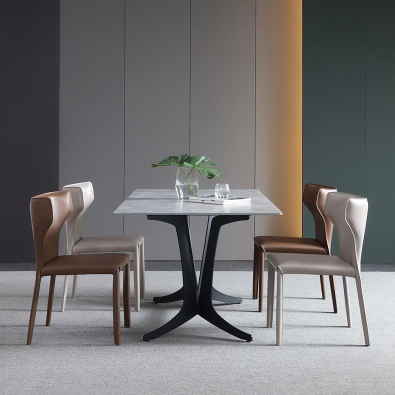 Wingback Side Chair Contemporary Leather Indoor-Outdoor Dining Chair