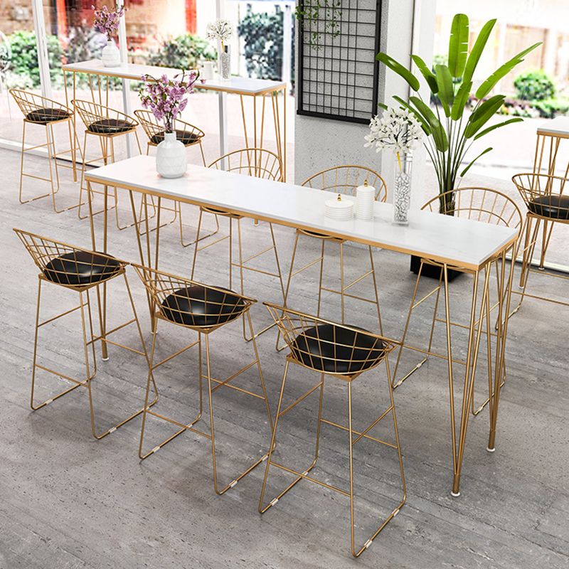Modern White Wooden Bar Table Rectangle Dining Table with 4 Legs