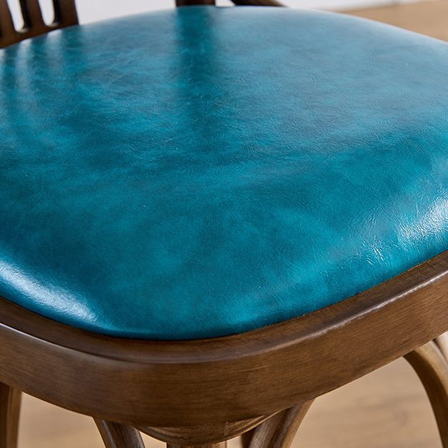 Contemporary Wood Stool Faux Leather Counter Stool in Matte Finish for Home