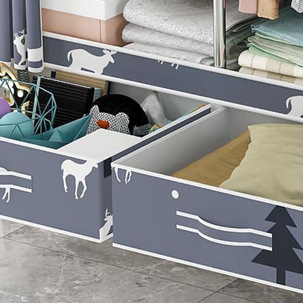 Modern Style Wardrobe Armoire Steel Frame Home Wardrobe with Drawers