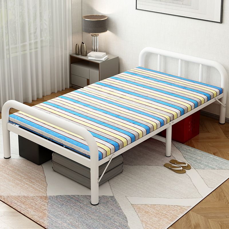 White Steel Folding Bed Contemporary Open-Frame Bed Set - 23.6" H