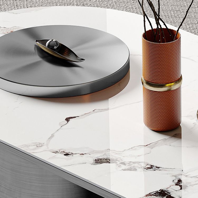Glam Slate Cocktail Table Stainless Steel Abstract Coffee Table