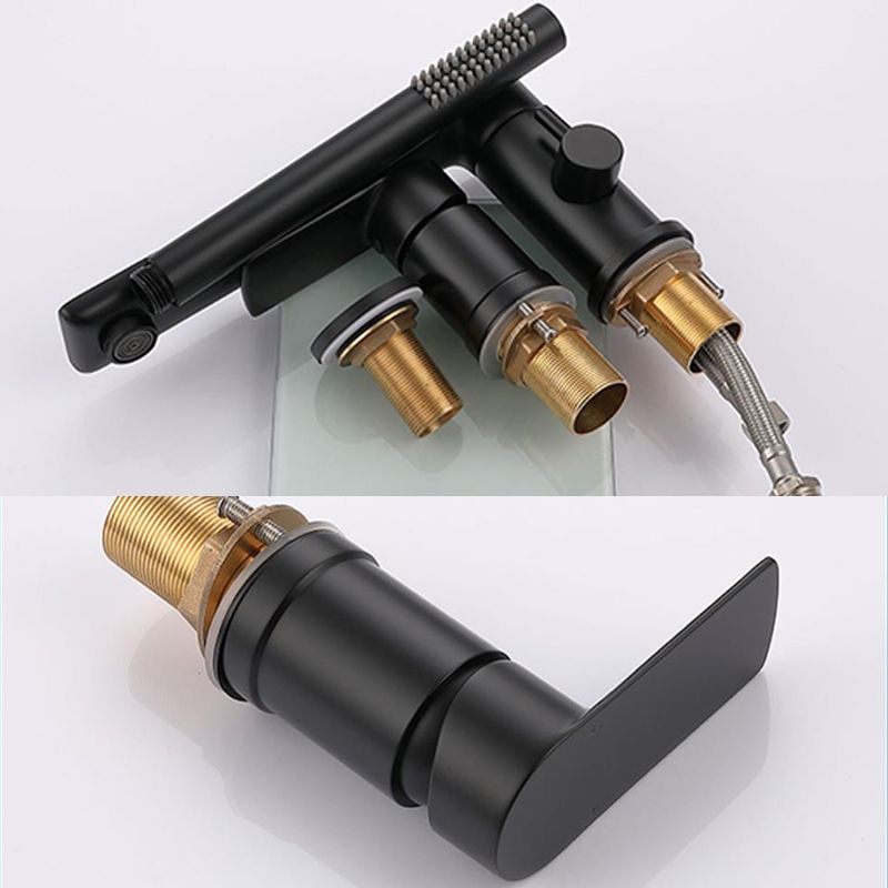 Modern Style Roman Tub Faucet Pure Color Deck-Mount Low Arc Copper Roman Tub Faucet