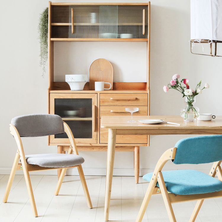 Home Scandinavian Side Chair Upholstered Open Back Wood Folding Dining Room Chair