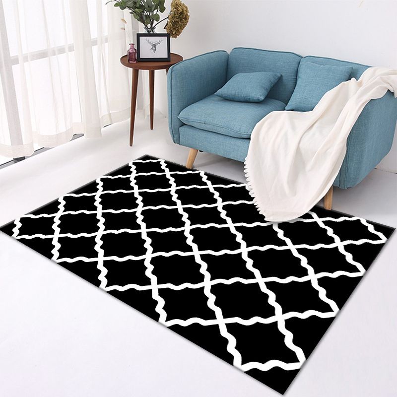 Leisure Geometric Area Rug Unique Washable Rug Polyester Stain Resistant Carpet for Home Decor