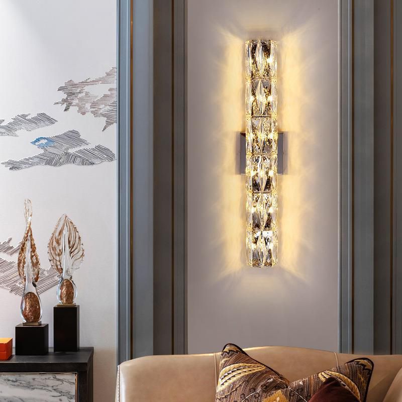Crystal Cylinder Shape Wall Lighting Modern Style Multi Lights Wall Light Sconce