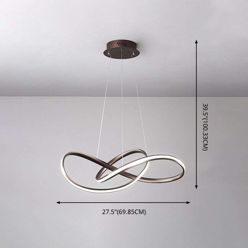 Postmodern Twist Suspended Lighting Fixture Metal Hanging Ceiling Fixture for Restaurant