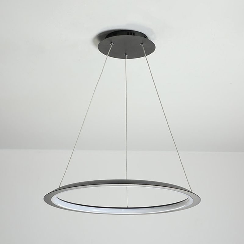 1 Light Round Hanging Light Modern Style Metal LED Hanging Light Fixtures