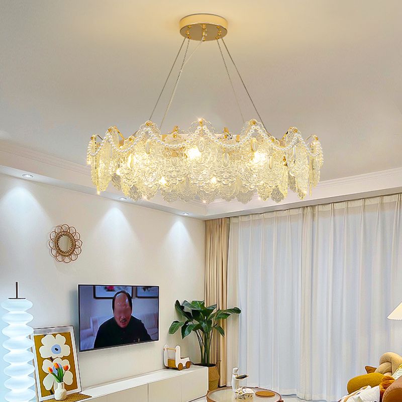Modern Metal Ceiling Lamp Geometric Shape Island Light with Glass Shade for Bedroom