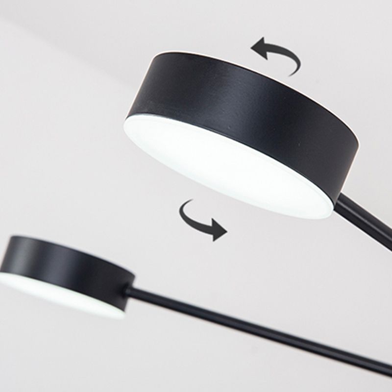 Luces de lámpara de metal de sombra de cilindro accesorios de iluminación de araña modernos en negro