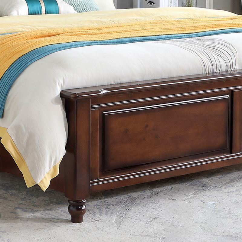 Brown Traditional Panel Bed with Storage Upholstered Headboard Bed, 59.05" High