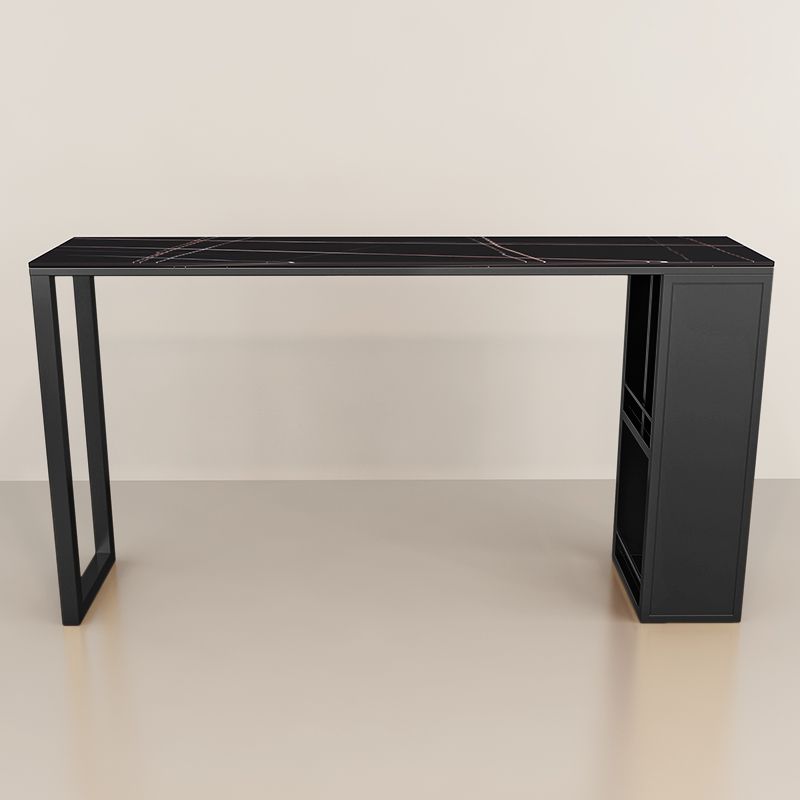 Modern Rectangle Stone Bar Table Set 1/3 Pieces Counter Table with Metal Stools