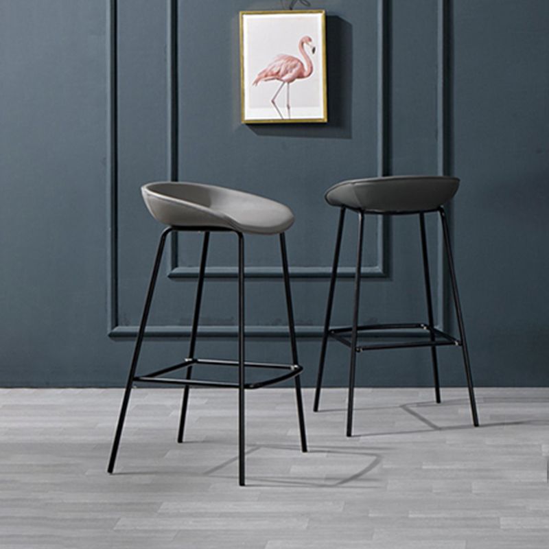 Contemporary Faux Leather Counter Stool Counter Height Bar Stool with Footrest