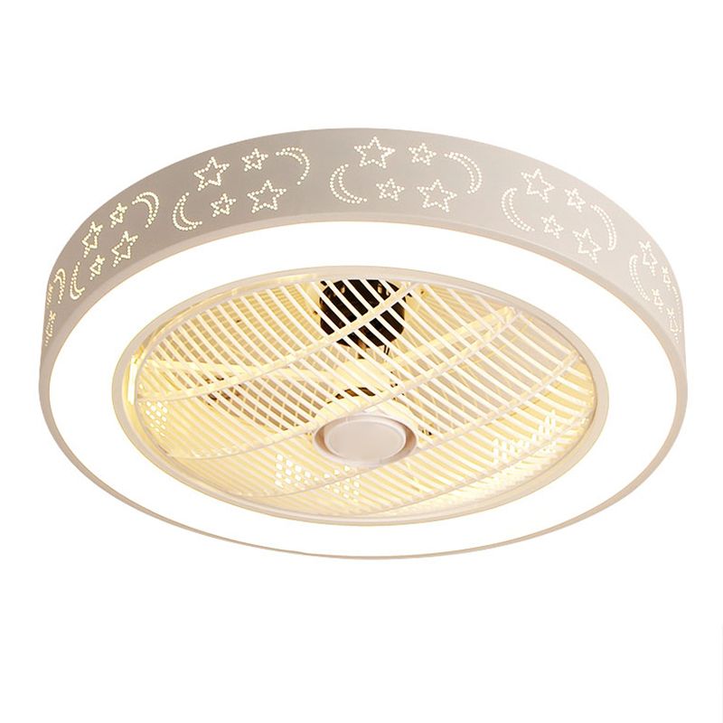 Weiße trommelförmige Lüfterlampe Nordic LED Metal Semi Flush Leuchte für Schlafzimmer