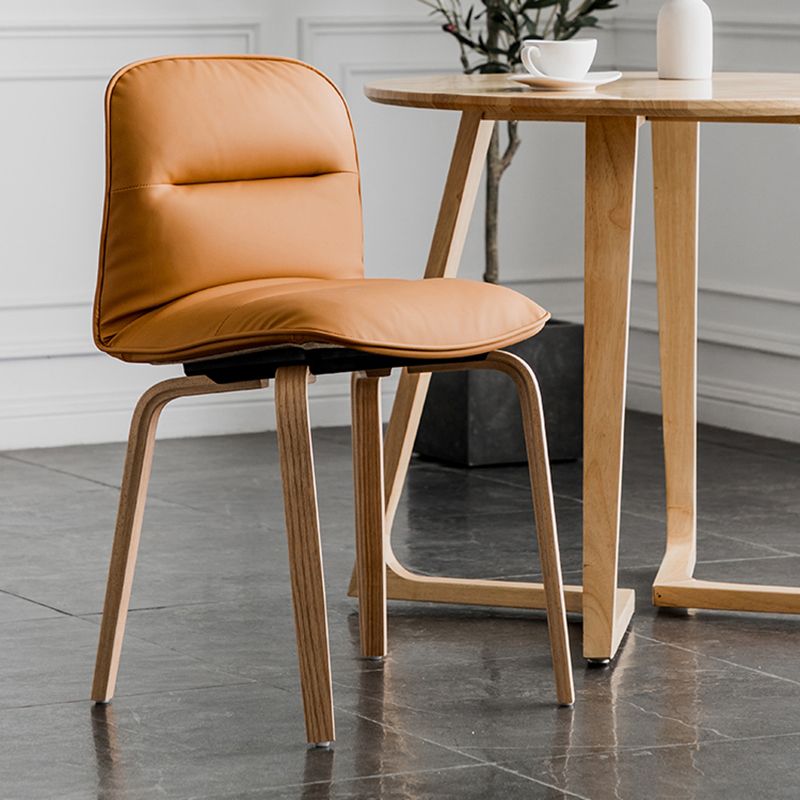 Sillas de comedor escandinavas de piel sintética, silla con respaldo sólido sin brazos