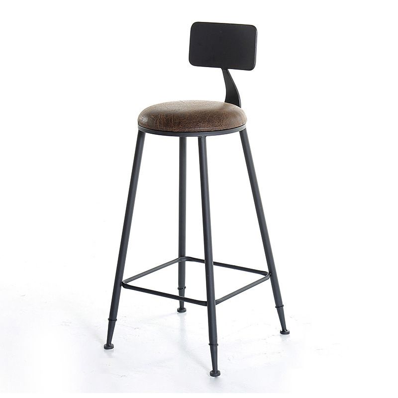 Industrial Bar and Counter Stool Low Back Stool with 4 Metal Legs
