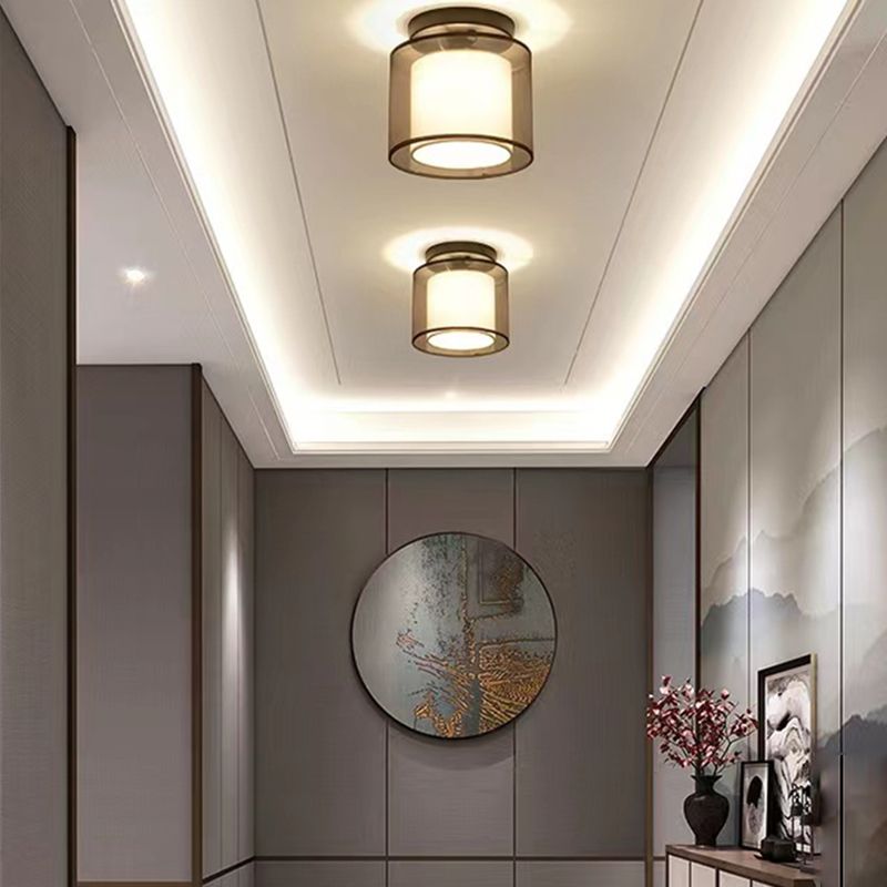 Fabric Geometric Shape Flush Mount Lights Modern 1 Light Flush Mount Light Fixture