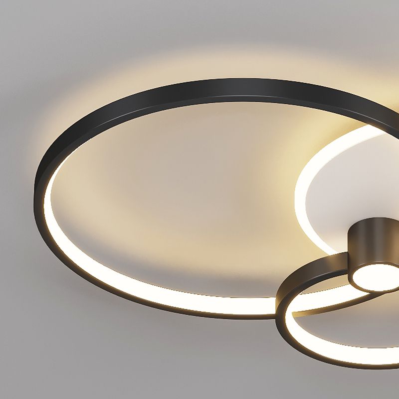 Geometric Shape Metal Flush Mount Light Modern Style 3 Lights Ceiling Mount Light in Black