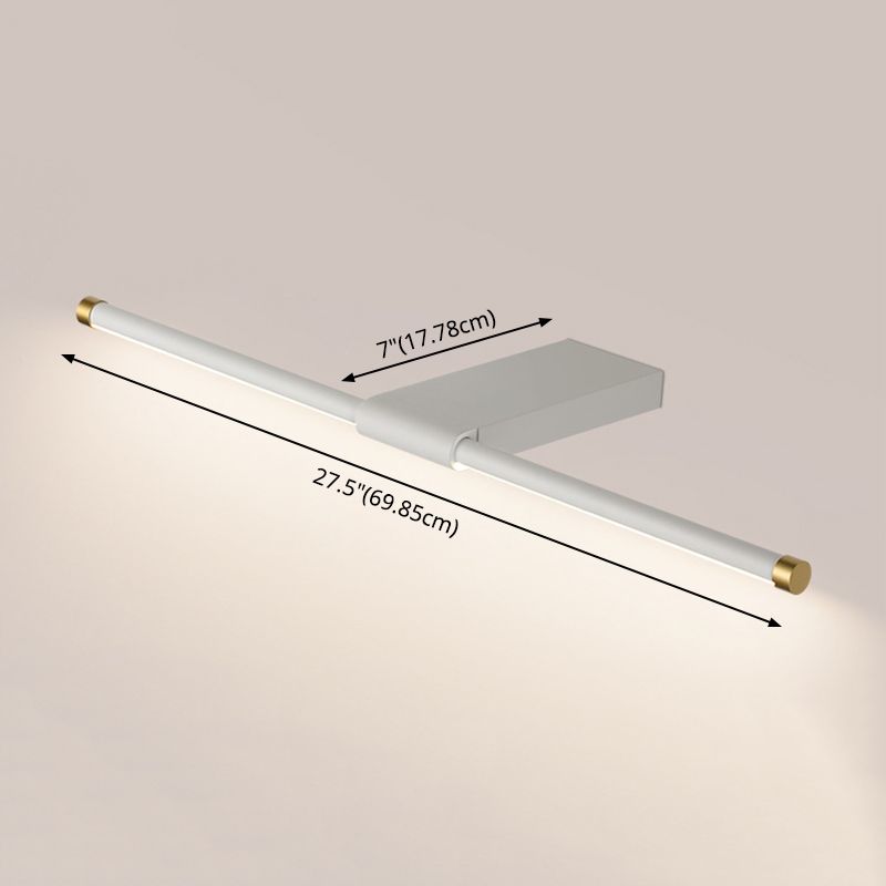 Metal linear Shade Mirror Wall Lights Modern 1 Head Wall Mount Fixture in White and Black