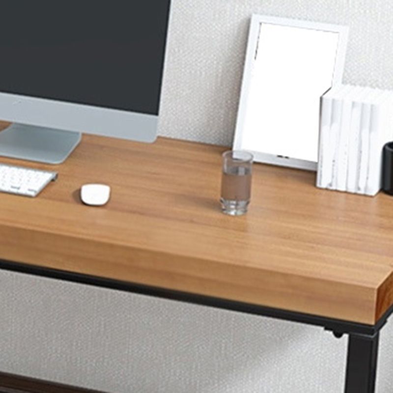 Industrial Metal Sled Office Desk Brown Home Writing Desk with Metal Legs