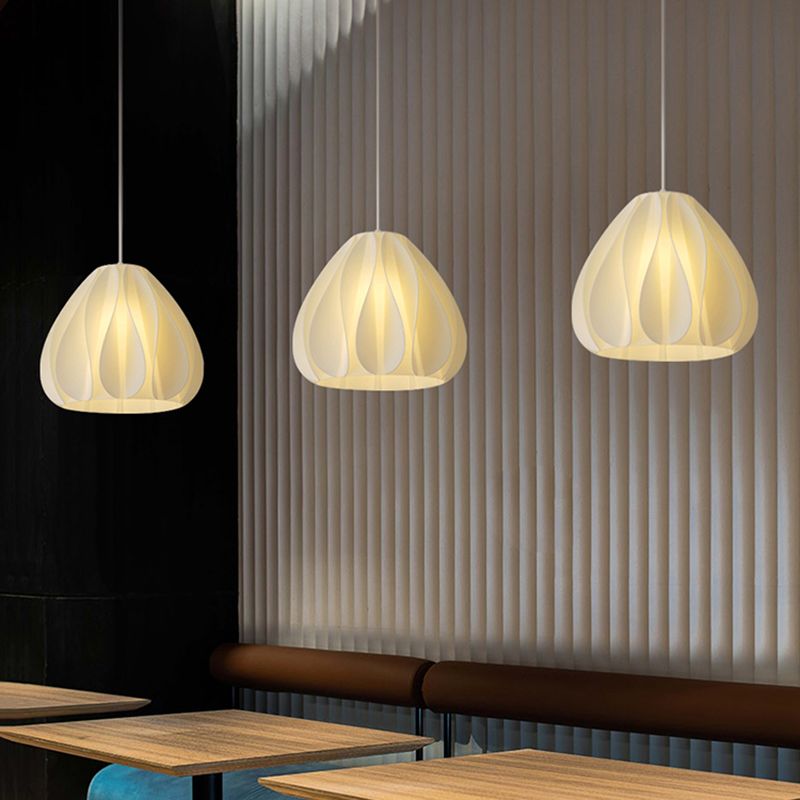 Luminaire de pendentif floral blanc lampe de suspension en plastique à 1 lumière minimaliste