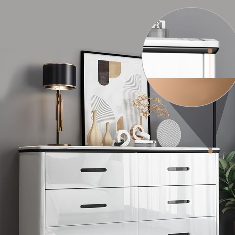 Glam Stone Storage Chest Bedroom White 16" Wide Chest with Drawers