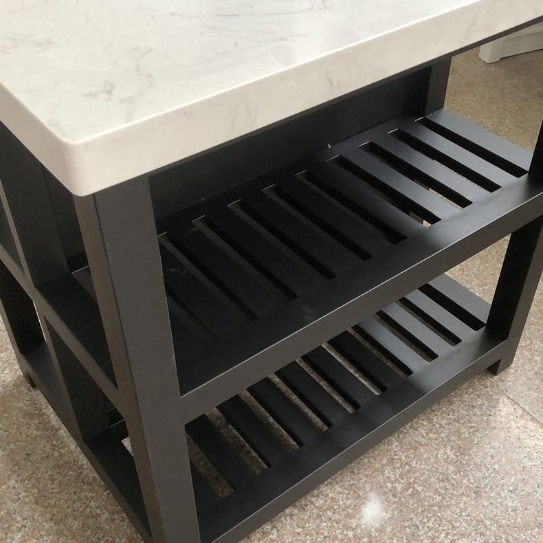 Modern Dining Room Kitchen Island Marble Prep Table with Storage Shelf