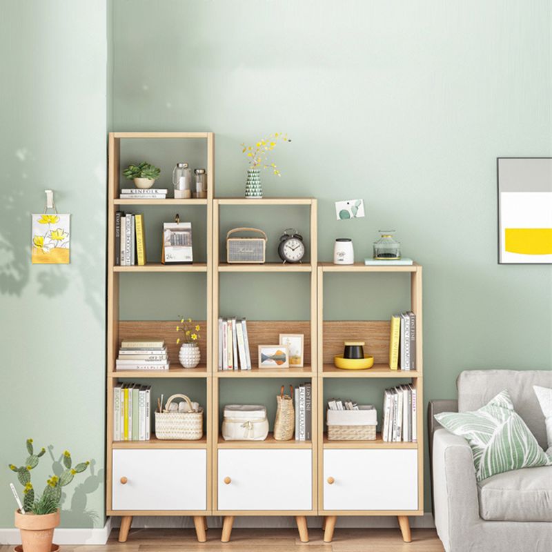 Engineered Wood Standard Bookshelf Matte Finish Shelf Bookcase with Doors