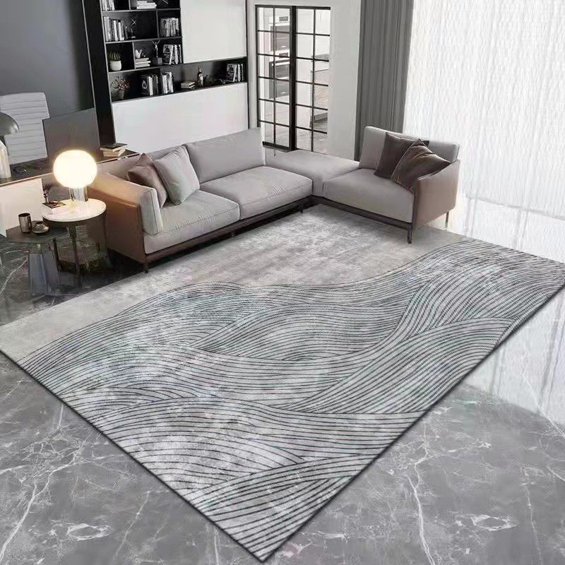 Light Gray Modern Rug Polyester Color Piece Rug Non-Slip Backing Rug for Home