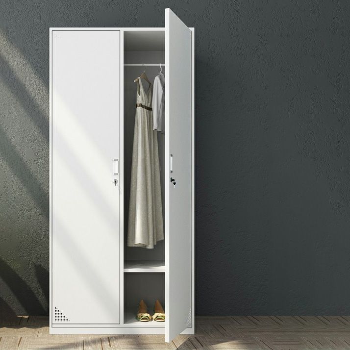 Modern Style Gray Storage Cabinet with Hinged Doors Metal Cabinet for Bathroom