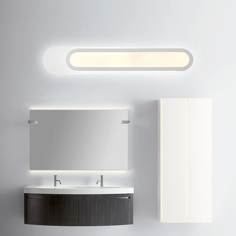 Vanité de salle de bain LED Lumière avec une teinte acrylique oblongue appiculture murale blanche en lumière chaude / blanche, 12 "/ 18" / 20 "de largeur