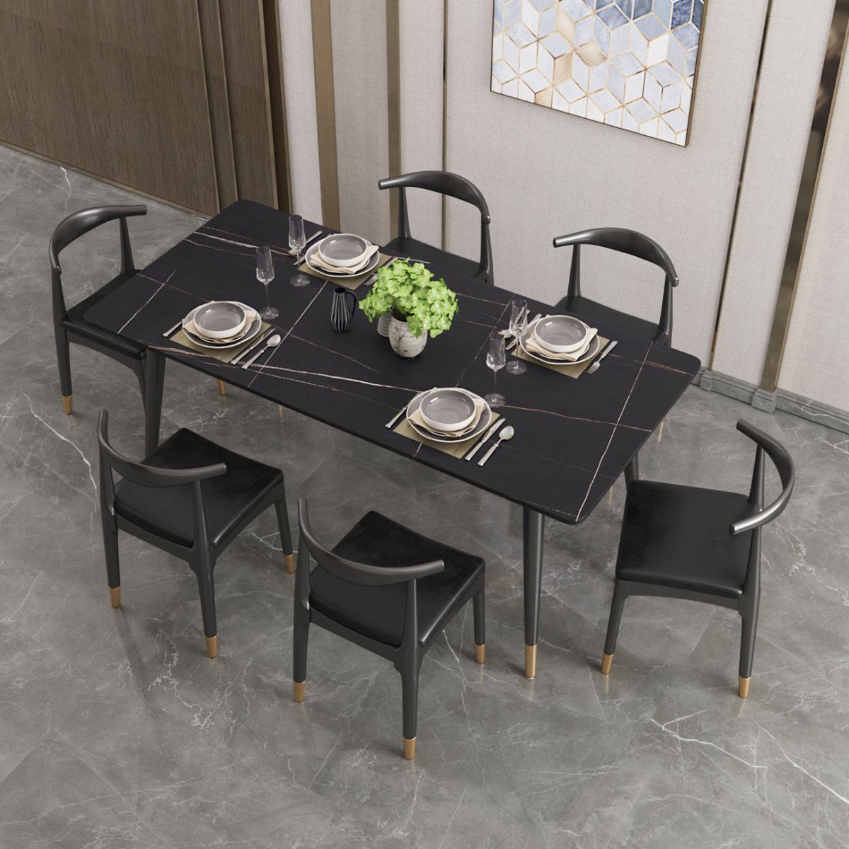 Modern 1/2/5/7 Pieces Dining Furniture Sintered Stone Dining Furniture Set /Separate Items
