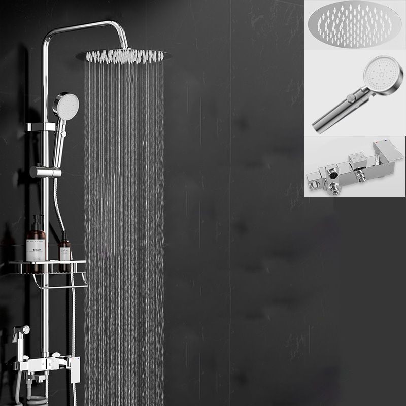 Wall Mounted Rectangle Shower System Spot Resist Copper Modern Style Shower System