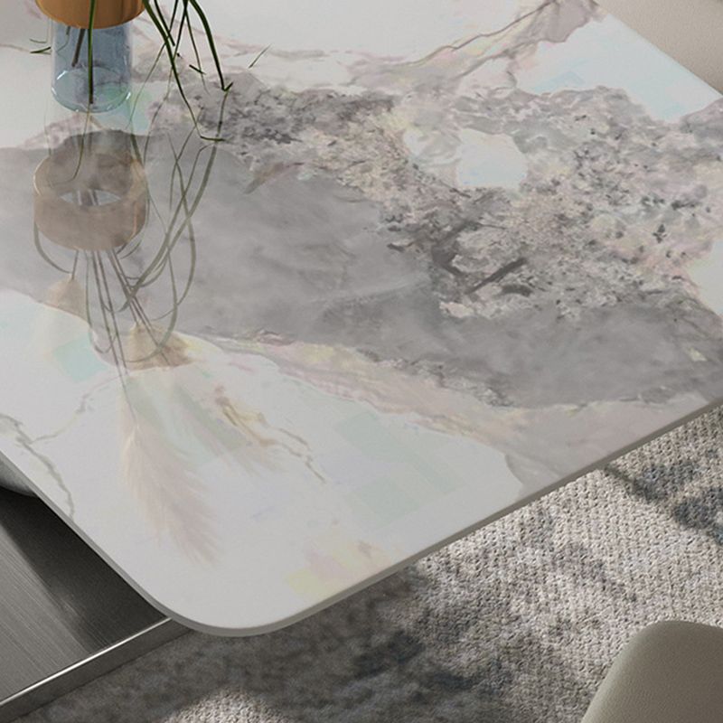 Contemporary Style 1/4/5/7/8 Pieces Dining Chairs Set Rectangle Stone Furniture in White