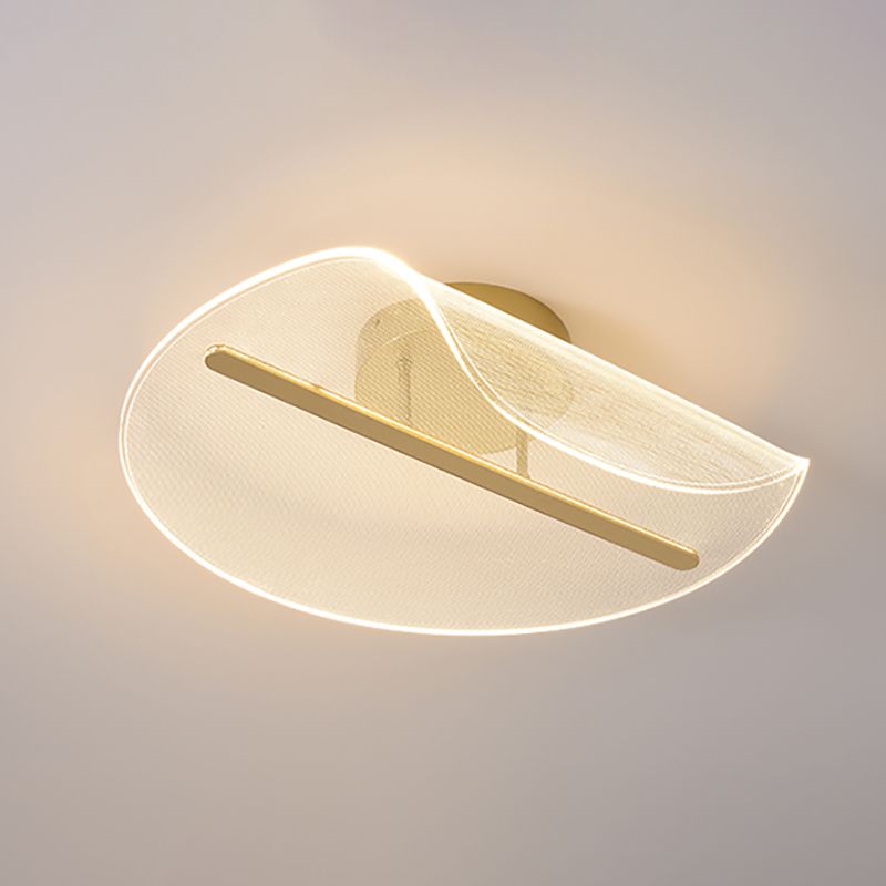 Acrylic Shaded Ceiling Light Fixture Simplicity LED Ceiling Flush Mount in Gold