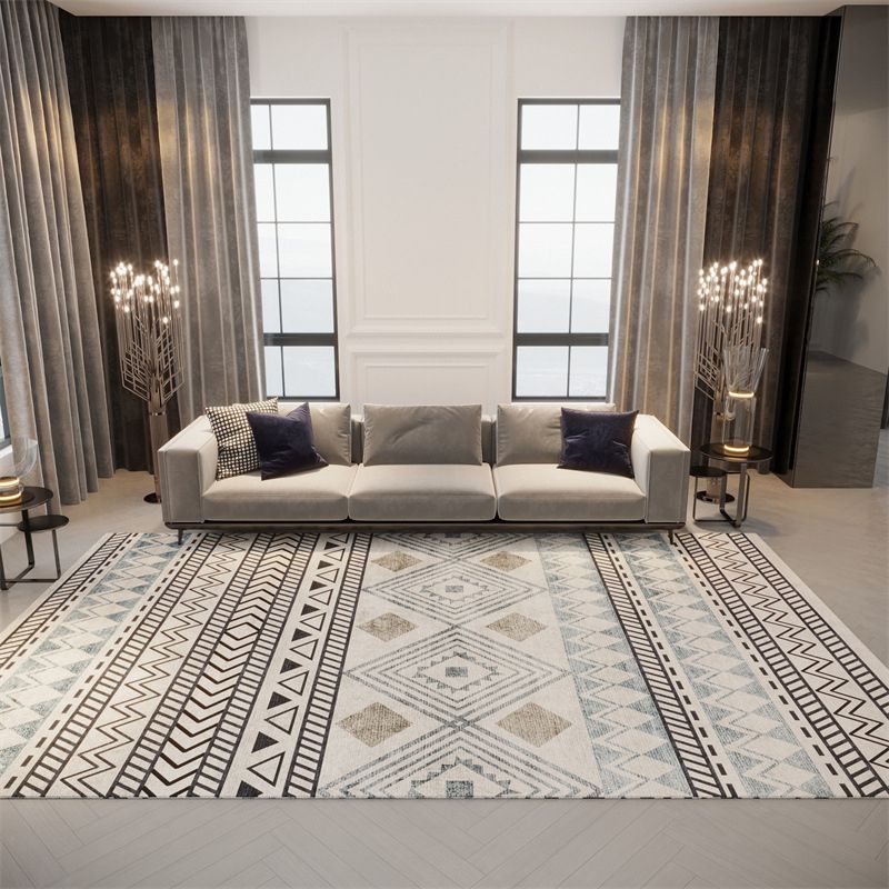 White Nordic Carpet Polyester Graphic Carpet Stain Resistant Carpet for Living Room