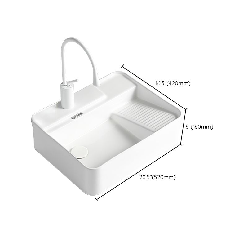 Modern Bathroom Sink Rectangular Porcelain Vessel Sink with Pop-Up Drain