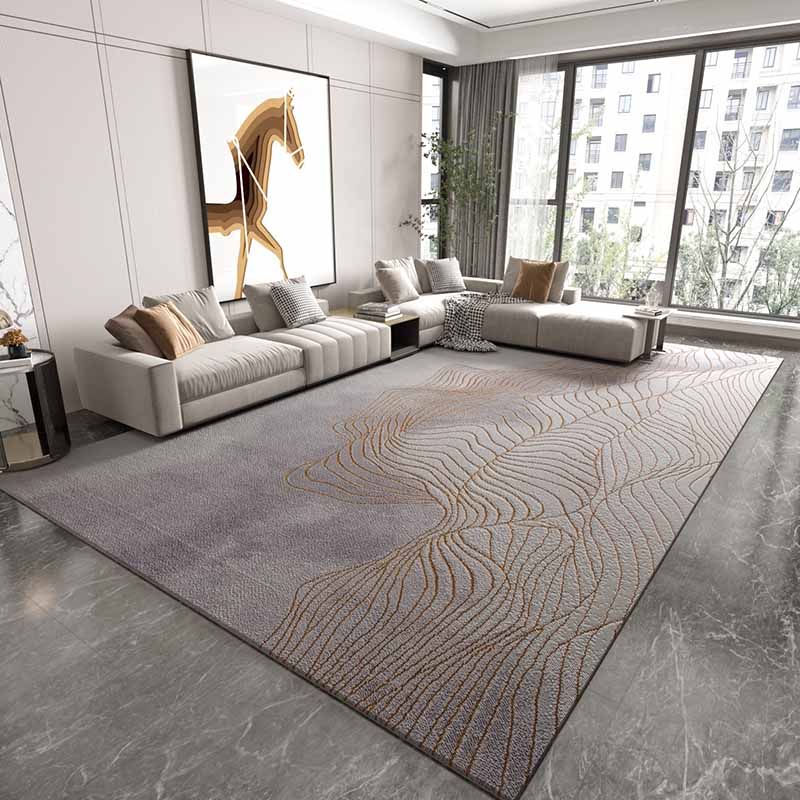 Blue Modern Area Rug Abstract Pattern Polyester Area Carpet Easy Care Washable Rug for Home Decor