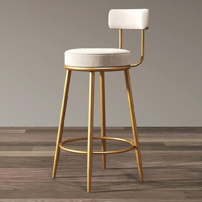 Glam Armless Backrest Counter Stool Iron Cafe Bar Stool with Pedal and Cushion