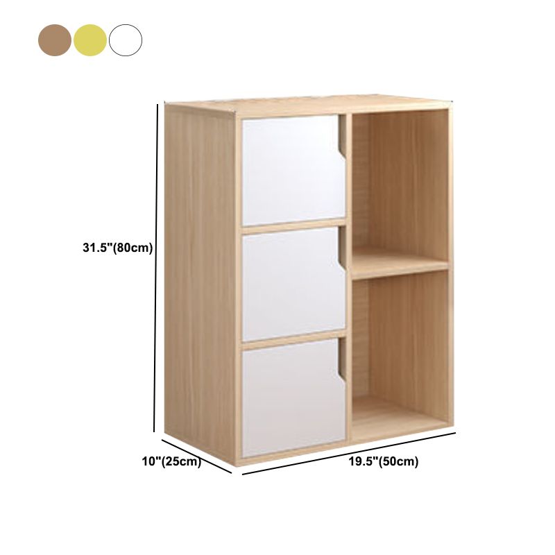 Contemporary Wooden Side Cabinet with Storage Shelves and Doors