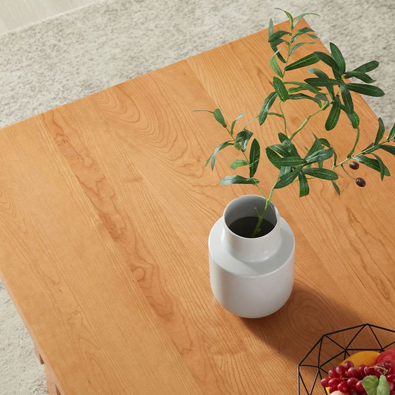 Contemporary Trestle Base Dining Table Rectangle Solid Wood Table