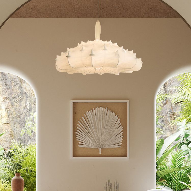 White Unique Hanging Lamp Fixtures in Modern Style 1-Light Silk Suspension Pendant