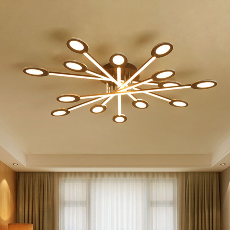 Starburst Semi Flush Minimalism Acrylic 31.5"/45" Wide LED Brown Close to Ceiling Lighting in Warm/White Light