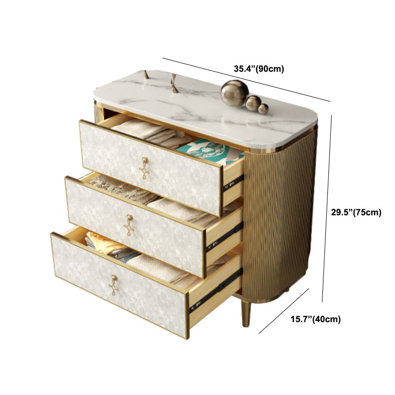 Glam Vertical Vertical Stone Storage Wood Dresser with 3/4/5 Drawers for Bedroom