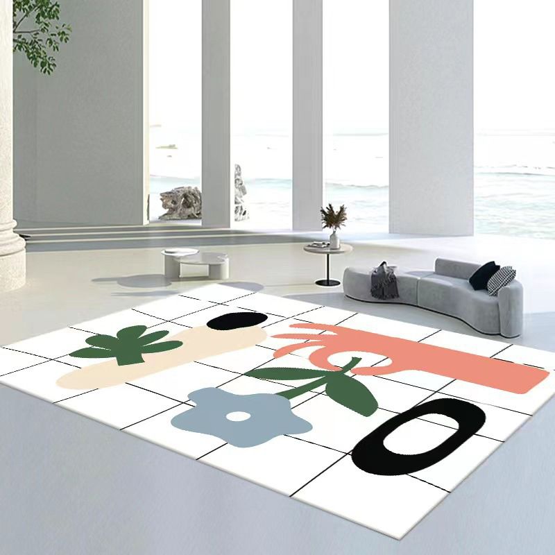 Orange Modern Rug Polyester Eye Indoor Rug Non-Slip Backing Rug for Home Decor